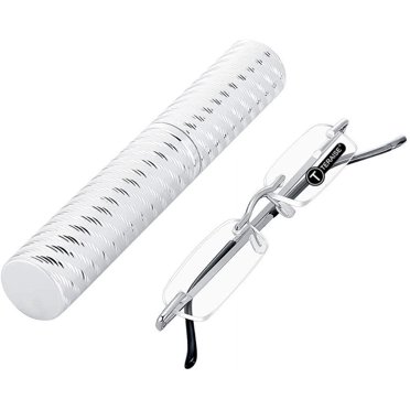 HSHDLDF Lunettes de Lecture Légères Améliorées Lecteurs Sans Monture Lentilles Claires pour Hommes et Femmes avec Étui Tube à Pince pour Stylo