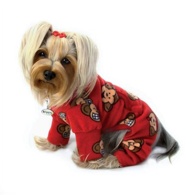 KlippoPet KBD072XL Silly Monkey Pyjama Col Roulé en Polaire - Bourgogne - Extra Grand