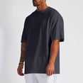 thumbnail image 2 of Men T Shirts Male Summer Pure Oversized Shirt Solid Color Large Size Short Sleeve Round Shoulder Top, 2 of 5