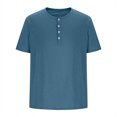 thumbnail image 4 of Lolmot Shirts for Men, Mens Solid Color Fallow Button Round Neck Sports Short Sleeve Shirt, 4 of 6