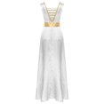 thumbnail image 4 of YUUMIN Robe Maxi Ample Longueur Cheville pour Femmes, Tunique Superposée de Danse de Louange, Robe de Culte Liturgique Blanche 4TG, 4 of 7