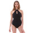 thumbnail image 1 of Freya Womens Remix Underwire High Neck Swimsuit, 34DD, Black, 1 of 2