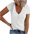 thumbnail image 1 of Ribbed Shirts Tops Women Summer - Womens Short Sleeve Ribbed Tops Basic Knit Shirts Button V Neck Casual Summer Tshirt, 1 of 6