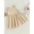 thumbnail image 3 of Faithtur Bébé Enfants Fille Robe, Sans Manches Cou Solide Été une Ligne Robe pour Tous les Jours Occasionnels, 3 of 8