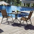 thumbnail image 2 of Gymax Ensemble Bistro 3 Pcs Ensemble de Conversation Pub Patio Extérieur avec Chaises Pliantes Table, 2 of 10