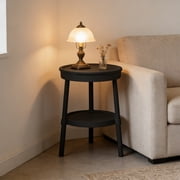 Birdeem Multifunctional Side Table, Small Table with Drawer, Modern End Table with Storage Shelf, Round Bedside Table for Living Room, Bedroom, Office