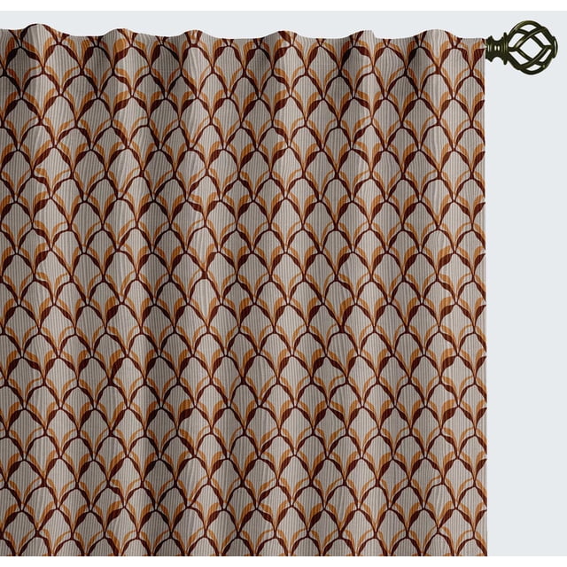 Vargottam Cotton Curtains for Windows - 3-in-1 Rod Pocket/Back Tab Short Window Drapes - Light Filtering Cotton Panels - Set of 2, 52"x63" - Monochrome Tropical Print (Brown)