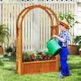 thumbnail image 2 of Costway 2 PCS Raised Garden Bed Wooden Elevated Planter Box with Lattice Trellis & Ached Roof, 2 of 10