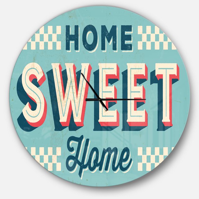Designart Horloge Murale Vintage 'Home Sweet Home Style Métal Ancien'