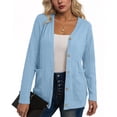 thumbnail image 2 of HAiming Womens Knit Cardigan Long Sleeve Button down V Neck Solid Color Lightweight Sweaters with Pockets, 2 of 4