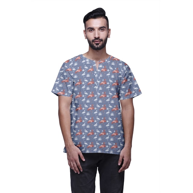 Atasi Keyhole Neck Indian Cotton Cambric Ethnic Kurta Wedding Kurta Men