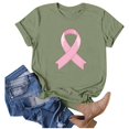 thumbnail image 3 of UANWENN T-Shirts Décontractés pour Femmes avec Imprimé Ruban de Sensibilisation au Cancer, Manches Courtes, Col Rond, Style de Base pour le Quotidien, Hauts pour Femmes à Manches Courtes, Chandail Léger Décontracté pour Femmes, Haltérophilie, Long, 3 of 4