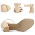 thumbnail image 4 of BLISSFUL STEP Woman's Ankle Strap Open Toe Chunky High Heels Sandals Beige (Size 9), 4 of 6