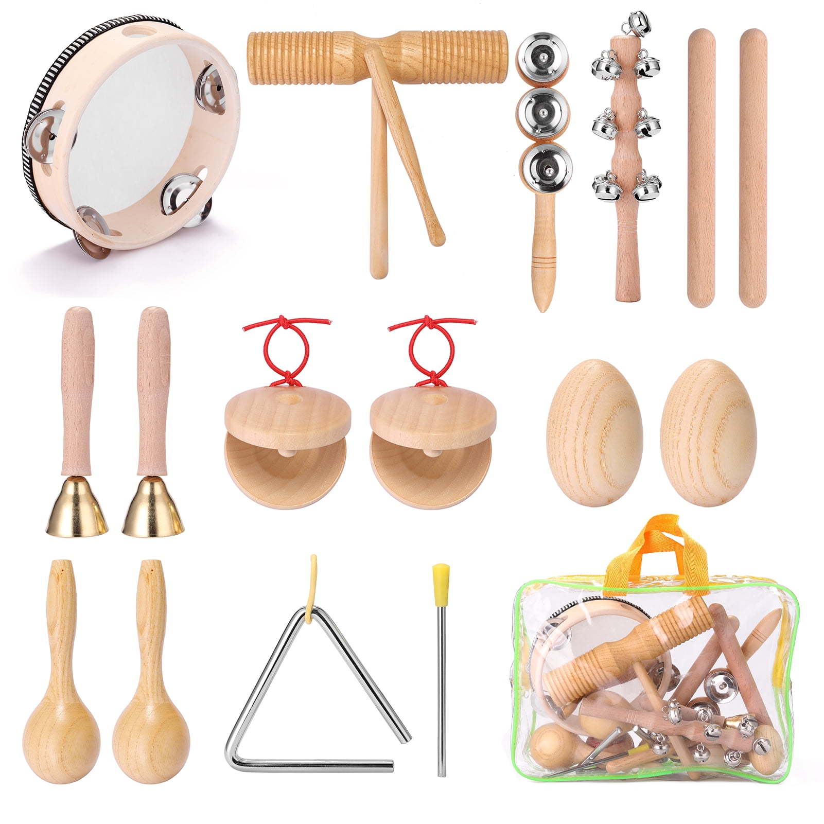 13pcs Children Hand Percussion Instruments Kit Portable Kids Music