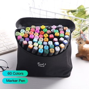 Amdohai 60 Couleurs Art Markers Set Double Tip Broad Fine Point Marker Stylo avec sac de transport fournitures d'art pour les étudiants Adultes Artistes Dessin Coloring Sketching Design