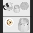 thumbnail image 3 of Moka Pot, Scalding Proof Plastic Handle Aluminum Alloy European Style Streamlined Grip Italian Coffee Maker Slender Shape with Metal Filter for Kitchen 1 Cup 50ml,2 Cup 100ml,3 Cup, 3 of 5