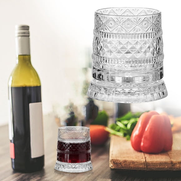 Birdeem Rotating Whiskey Glass with Swivel Base,360-Degree Spinning Crystal Tumbler for Bourbon and Scotch,Elegant Barware Gift Set for Men