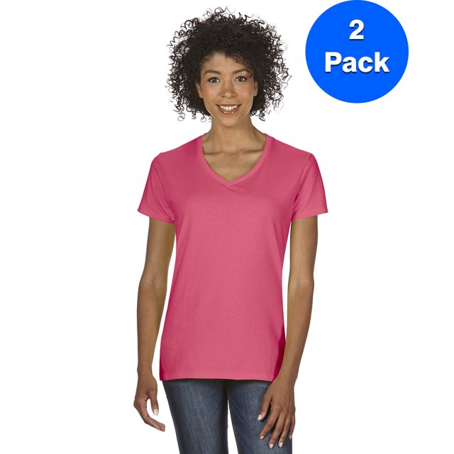Gildan T-Shirt Col en V en Coton Épais pour Femmes - G500VL (Lot de 2)