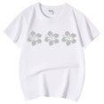 thumbnail image 4 of WEIYLL T-Shirt pour Filles Imprimé Floral Col Rond Manches Courtes Décontracté Doux pour Sortir 3-4 Ans, 4 of 5