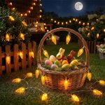 Czzoypi Easter Carrot String Lights, LED Mini Lights for Easter Decorations, Cute Orange Egg Scene Lighting for Indoor Outdoor Party Garland