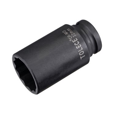 Unique Bargains Douille à Impact Profond 1/2 Pieds 32 mm à 12 Points, Acier CR-MO Longueur 78 mm, Tailles Métriques