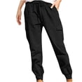 thumbnail image 2 of Mikilon Women Plus Size Drawstring Casual Solid Elastic Waist Pocket Loose Pants, 2 of 9