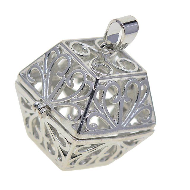 pitrice Beads Cage Charms Locket Pendant Settings for DIY Necklace Square