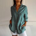 thumbnail image 2 of Timegard Plus Size Tops for Women Button down Shirts Long Sleeve Lapel V Neck Blouse Lightweight Tops, 2 of 6