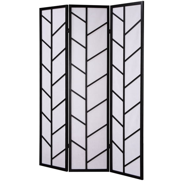 Roundhill Furniture 3-Panel Climbing Screen Room Divider, Black