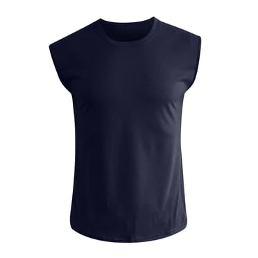 Ketyyh-chn99 Men Tank Top 2024 Comfort Soft Undershirt Casual Short Sleeve Plain Baseball Cotton T Shirts Navy,4XL
