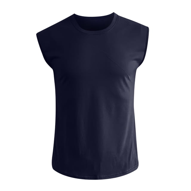 Ramiter Mens Compression Tank Top Men's Heavyweight Sleeveless Muscle T-Shirt Navy,M