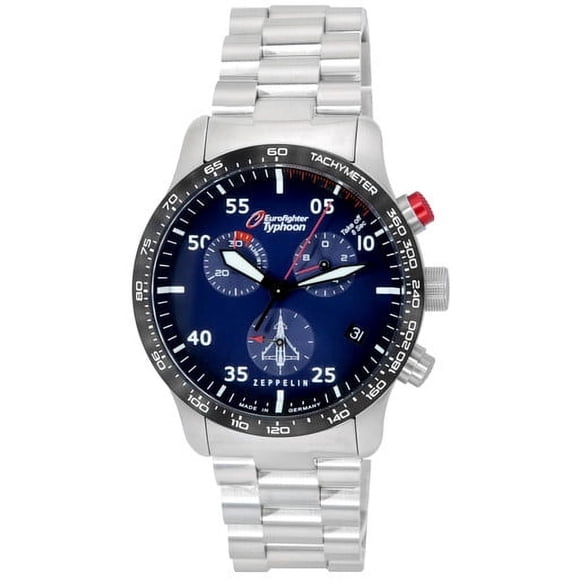 Zeppelin Eurofighter Typhoon Chronographe Cadran Bleu Quartz 7298m3set 100 m Montre pour Homme avec Bracelet Ensembles