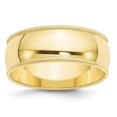 thumbnail image 1 of Bande Demi-Ronde en Or Jaune 10K 8mm Milgrain Taille 9.5, 1 of 4