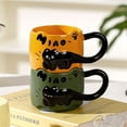 thumbnail image 4 of Cat Coffee Mug Ceramic Large Handle With English Letters Relief Design 12 oz, 4 of 8