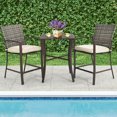thumbnail image 1 of Gymax Ensemble de Bar de Patio 3 Pcs Ensemble de Mobilier de Conversation Extérieur avec Coussins, 1 of 7