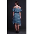 thumbnail image 4 of Bimba Blue Geometric Printed Womens Ruffle Front Cold Shoulder Swing Shift Dress - X-Large, 4 of 6