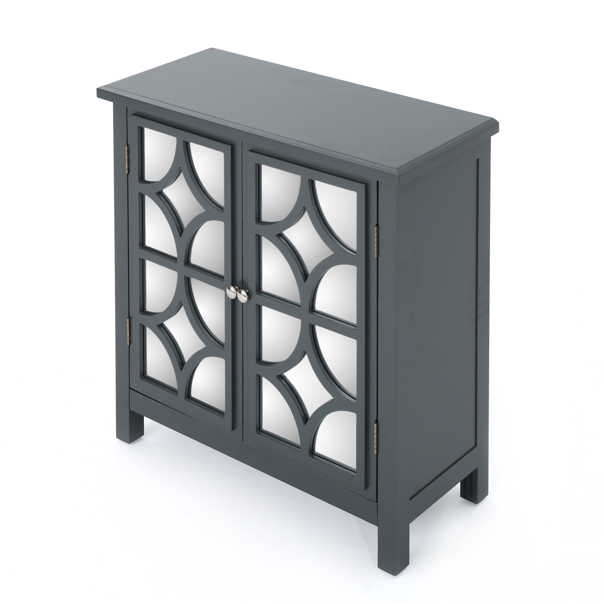 Homy Casa Mirrored Door Dining Room Cabinet with Classic Fir Wood Frame and Storage Shelves