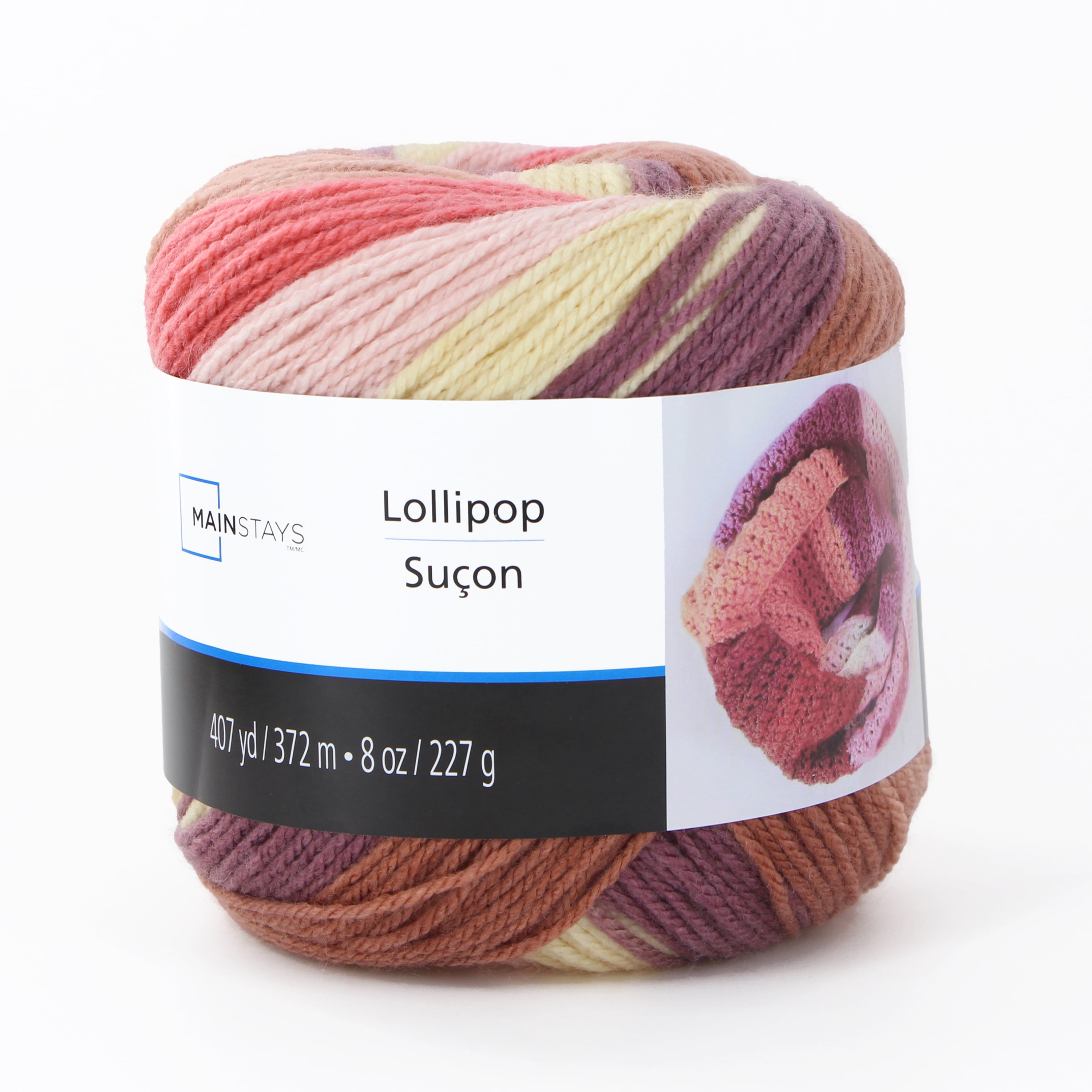 MAINSTAYS Lollipop #4 laine acrylique 227 g (8 oz), rose Petal