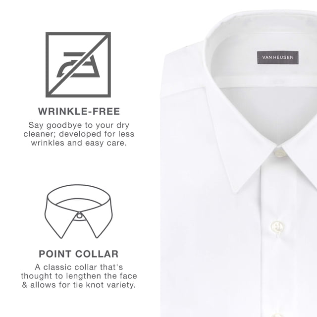 Van Heusen Chemise Habillée Unie en Popeline à Manches Courtes pour Homme, Gris, Encolure 15 Pouces