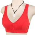thumbnail image 2 of CHOK Front Closure Bras for Women Plus Size Wireless Padded Plus Size Wire Free Bras Beige 4XL, 2 of 3