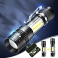 thumbnail image 1 of CEHVOM Économies du Printemps! Lampe de Poche Extérieure Lumineuse, Lampe de Poche Rechargeable à Zoom, 4 Modes Lampe de Poche Super Lumineuse Puissante Lampe de Poche Portative pour la Randonnée, le Camping et Autres Activités de Plein Air, 1 of 9