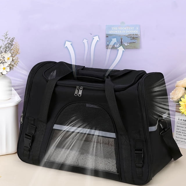 VONKY Spacious Cat Carrier Bag With Mesh Pockets For Easy Storage Making Pet Living More Comfortable. black