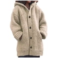 thumbnail image 1 of Pompotops Cardigan à Capuche Épais pour Femmes, Manteau Uni, Liquidation, 1 of 7