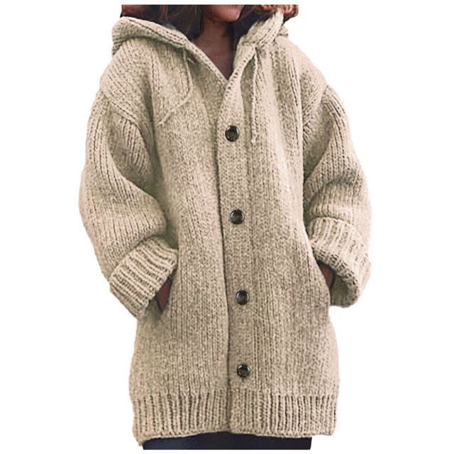 Pompotops Cardigan à Capuche Épais pour Femmes, Manteau Uni, Liquidation