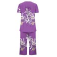 thumbnail image 4 of Rbaofujie Pyjama pour Femmes Ensemble Shorts Femmes Décontracté Col Rond Manches Courtes Blouse Pantalon Mode Ensemble de Pyjama Pyjama d'Hiver pour Femmes, 4 of 5