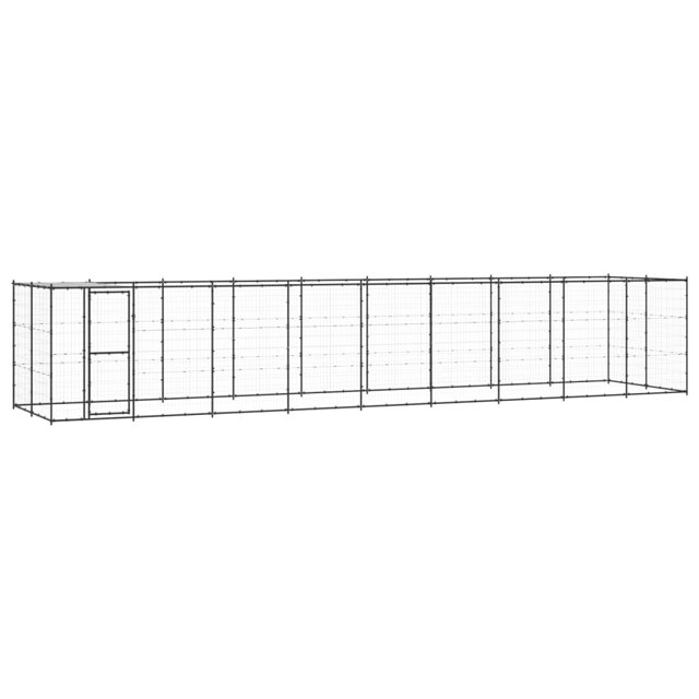 vidaXL Chenil Extérieur pour Chien en Acier avec Toit 21,78 M2