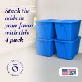 thumbnail image 2 of HOMZ Heavy-Duty Solid 32-Gallon Large Storage Bins with Lids, Blue, 4 Pack, 2 of 9
