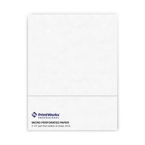 PrintWorks Professionnel 3 Papier perforé horizontal de 1/4 po 8.5 x 11 - Parfait pour W-2, 1099, & Utilisation de la déclaration - Fabriqué dans le USA - 500 Feuilles - 20 Voir lb - Imprimante C