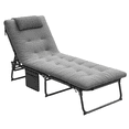 thumbnail image 1 of Outsunny Chaise Longue Pliante avec Coussin, Chaise de Bronzage Inclinable, Gris, 1 of 10