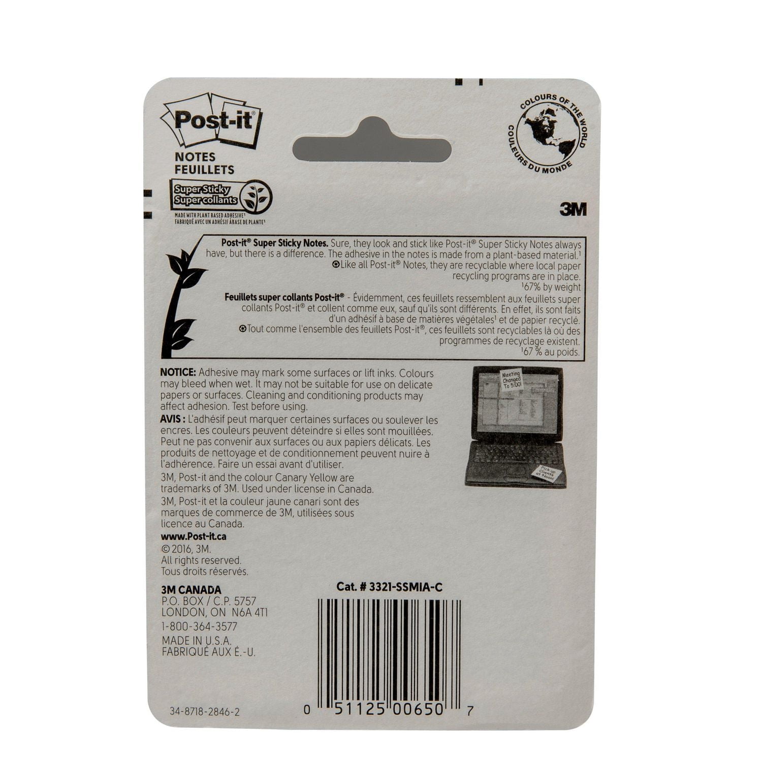 Feuillets super collants Post-it®, collection Miami, 7,6 cm x 7,6 cm (3 po x 3 po)